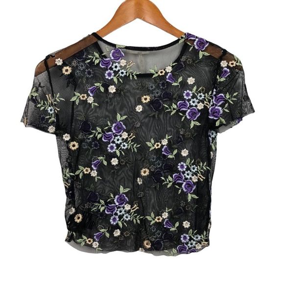 Urban Outfitters | Embroidered Sheer Mesh Shirt Boho - Picture 4 of 8
